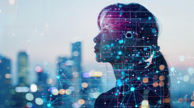 Data analytics and AI integration graphic for smart business transformation
