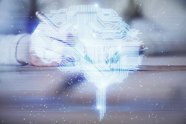 Neural network development symbol showcasing advanced artificial intelligence services